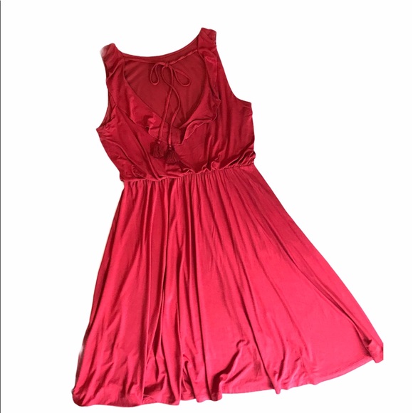 Loft Knit Dress With Tassel Tie Back Ruffle, Large - Picture 3 of 6